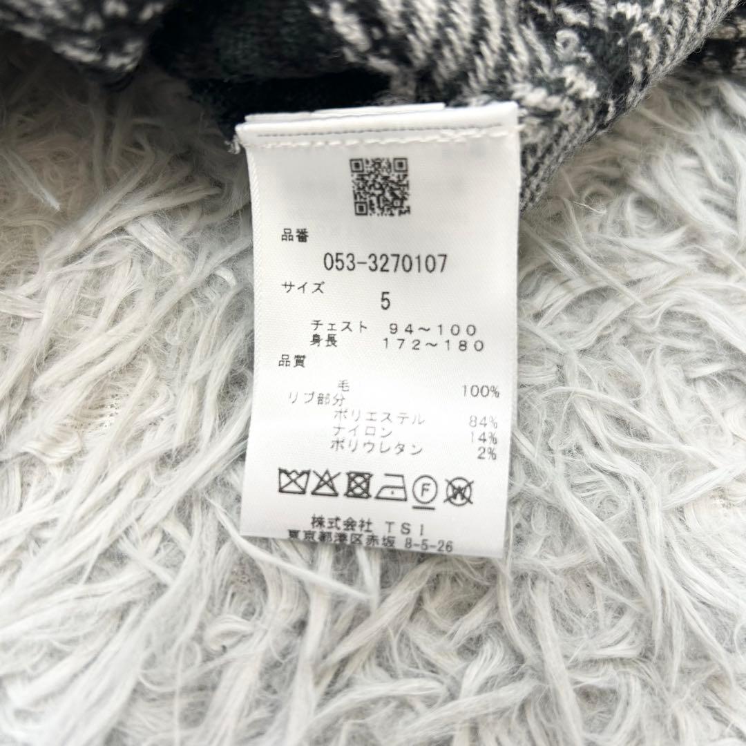 新品　パーリーゲイツ　ニット　セーター　チェック柄　ウール　クルーネック　5