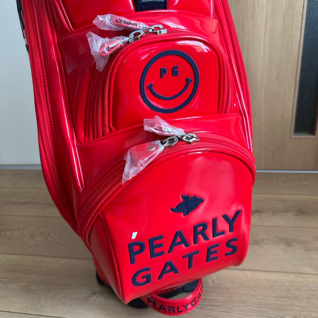 未使用 PEARLY GATES エナメル キャディバッグ レッド