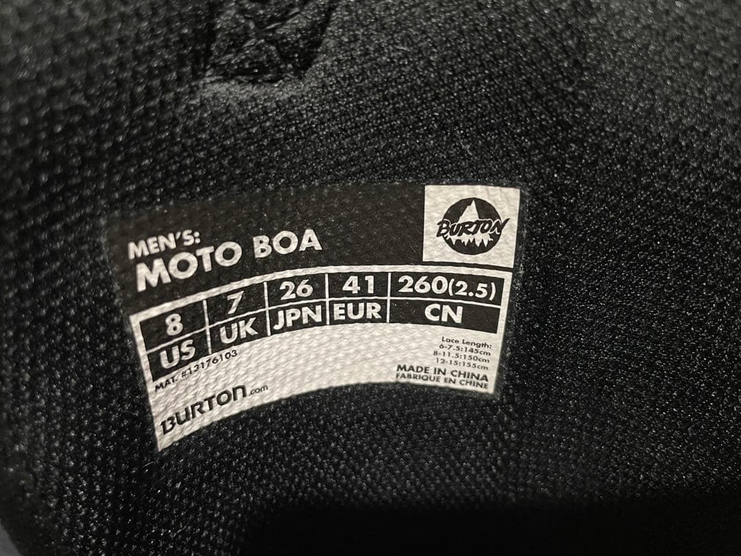 【美品】 Burton MOTO BOA 8 26㎝ スノーボード ブーツ 黒