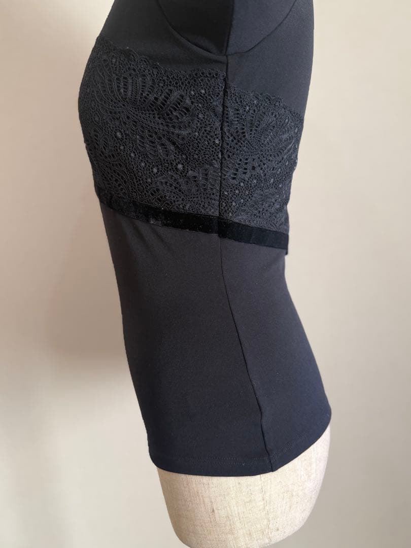 sale! 美品　Chacott チャコット　トップス　ベロアリボン　レース　黒