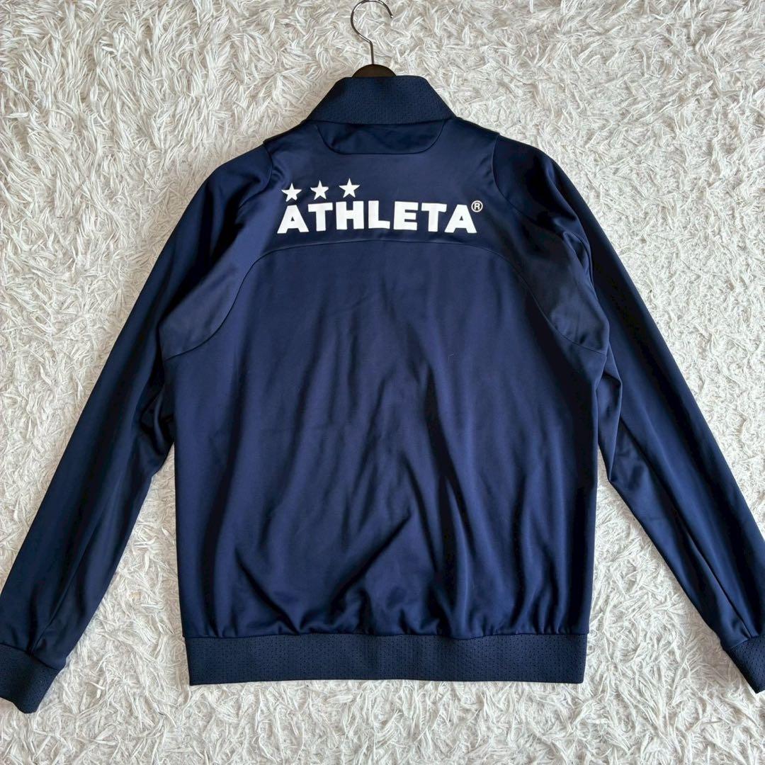 ◎極美品 アスレタ ジャージ上下 M 紺 前後ロゴプリント トレーニング セット