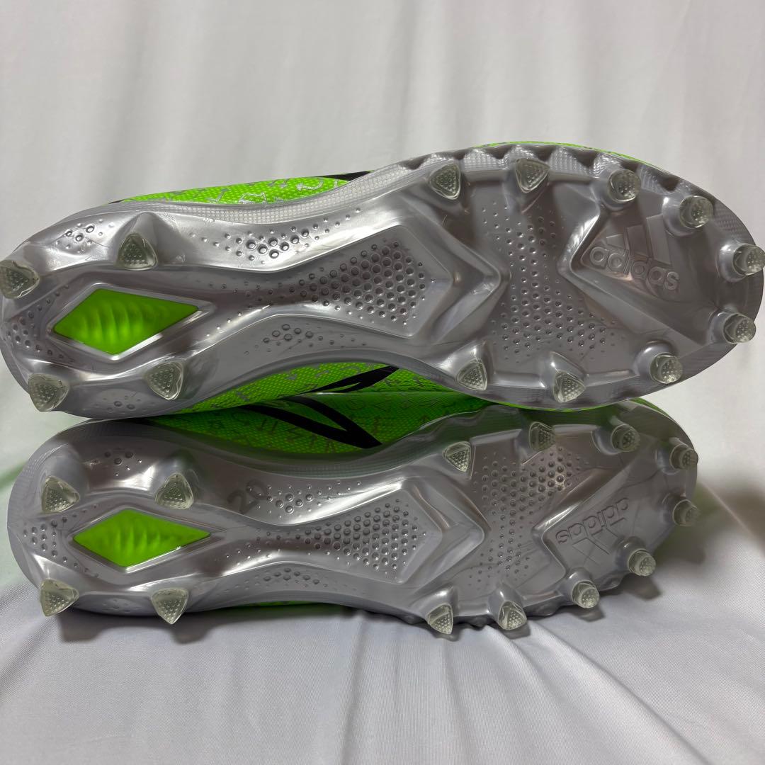 アディダス　adidas 蛍光グリーン ハイカット スパイク　28.5㎝