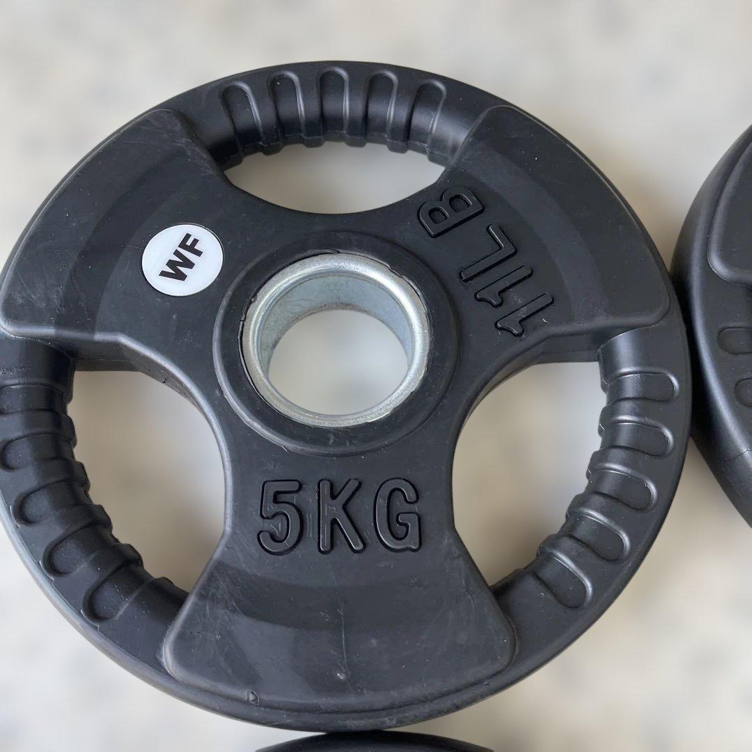 WF製バーベルプレート［5kg×4］ラバーオリンピックシャフトΦ50mm