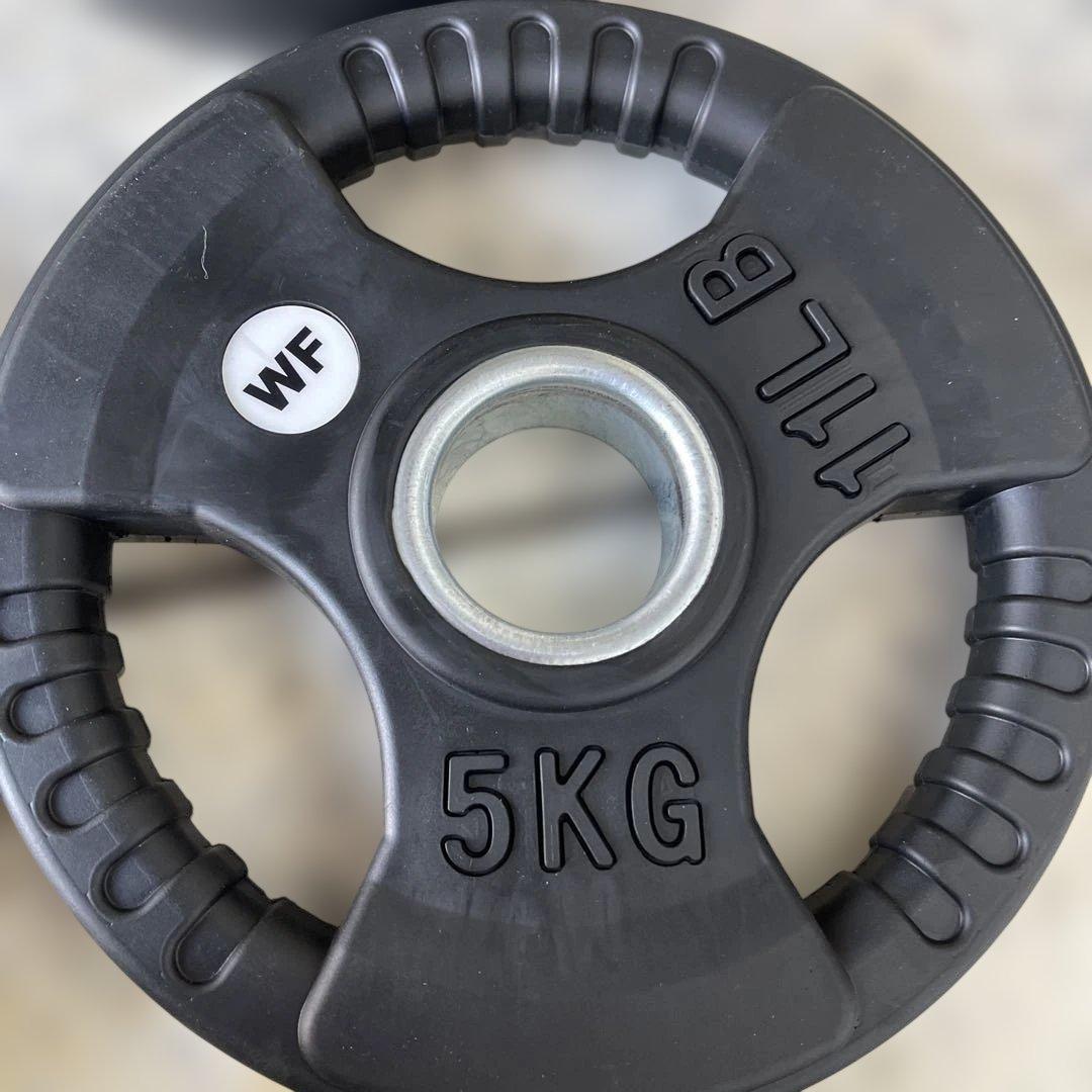 WF製バーベルプレート［5kg×4］ラバーオリンピックシャフトΦ50mm