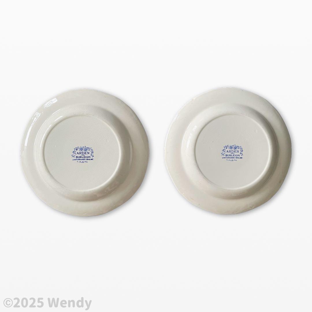 Arden Burleigh ブルーアーデン花柄皿 2枚セット