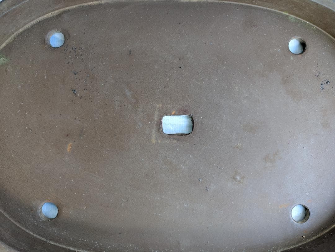 盆栽鉢 大型 浅鉢 オーバル 約69×45.5×6.5cm 無釉 灰泥鉢 鉢皿