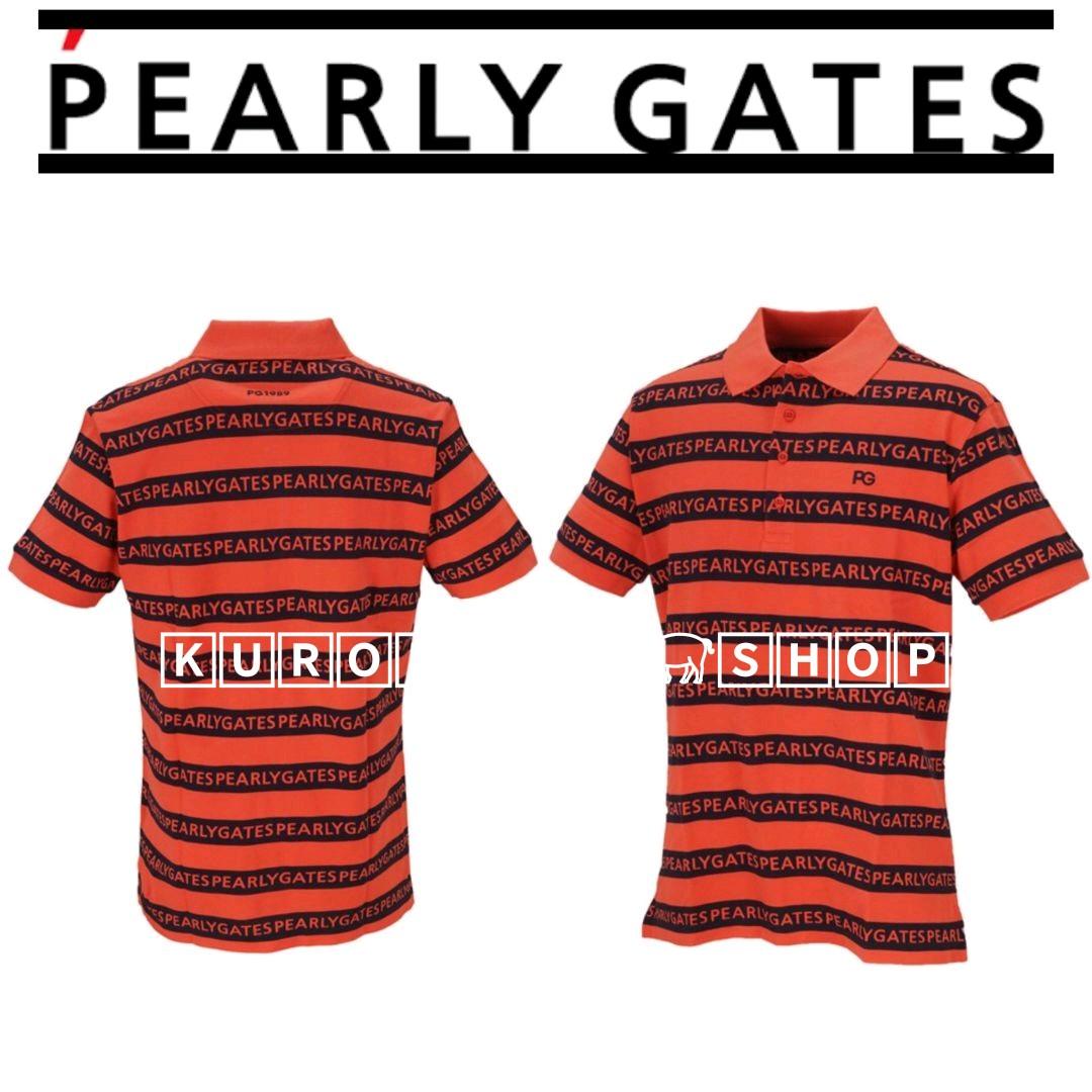 新品 ♪ PEARY GATES 鹿の子 ボーダー ロゴ ゴルフ 赤 オレンジ