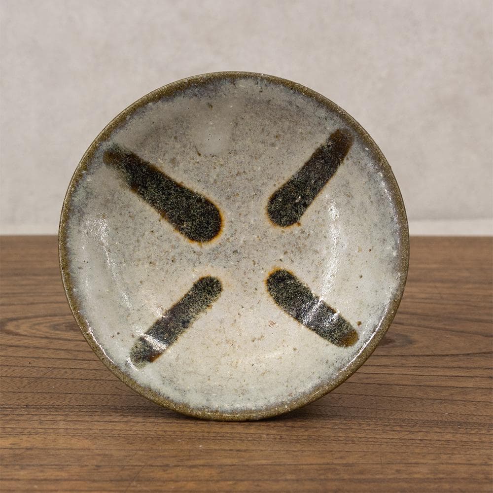 布志名焼 民芸 小皿4枚 十文字模様 昭和レトロ