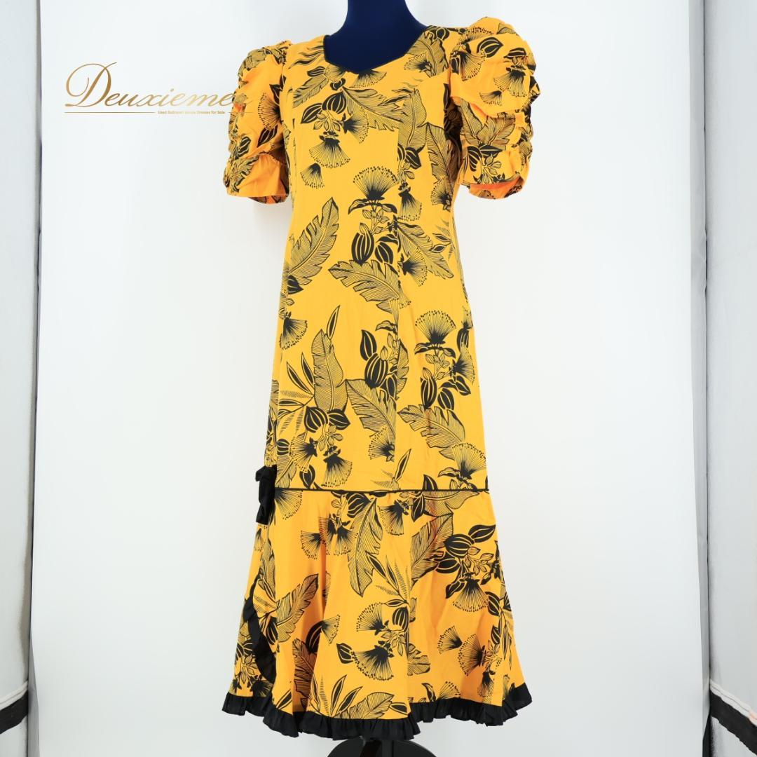 【美品 フラダンス衣装】イエロー T&L MUUMUU FACTORY ドレス