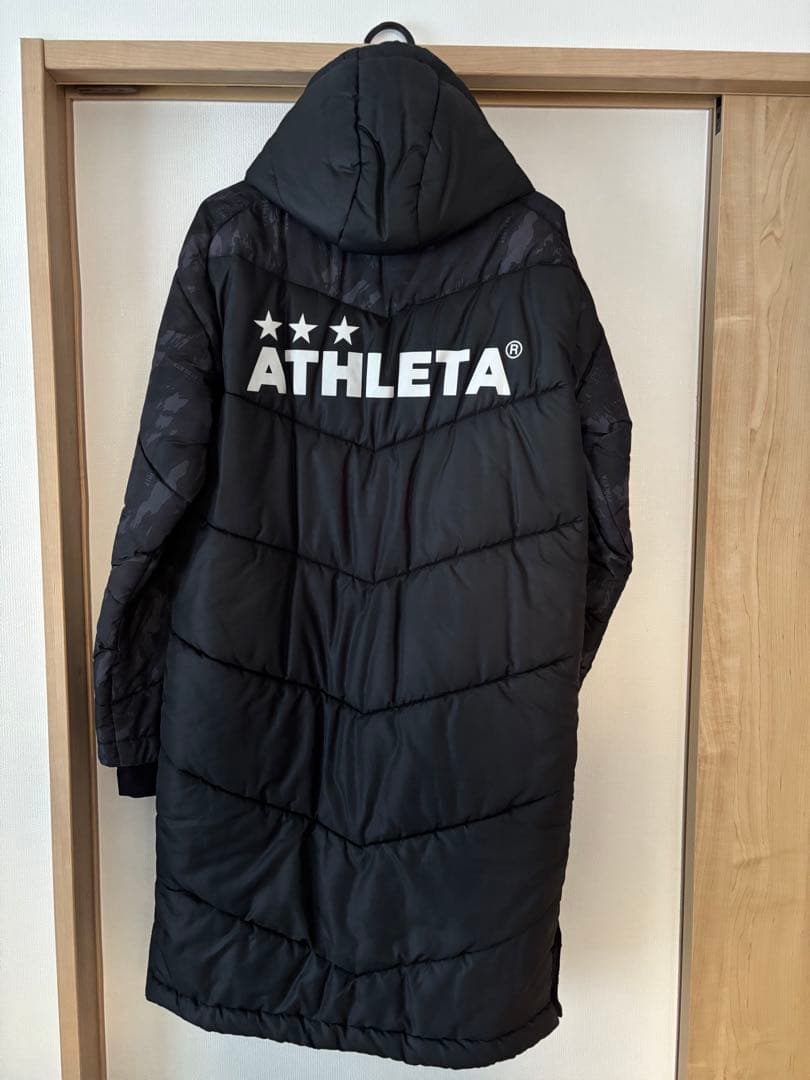 ATHLETA アスレタ ベンチコート ロング ダウン M ブラック 防寒