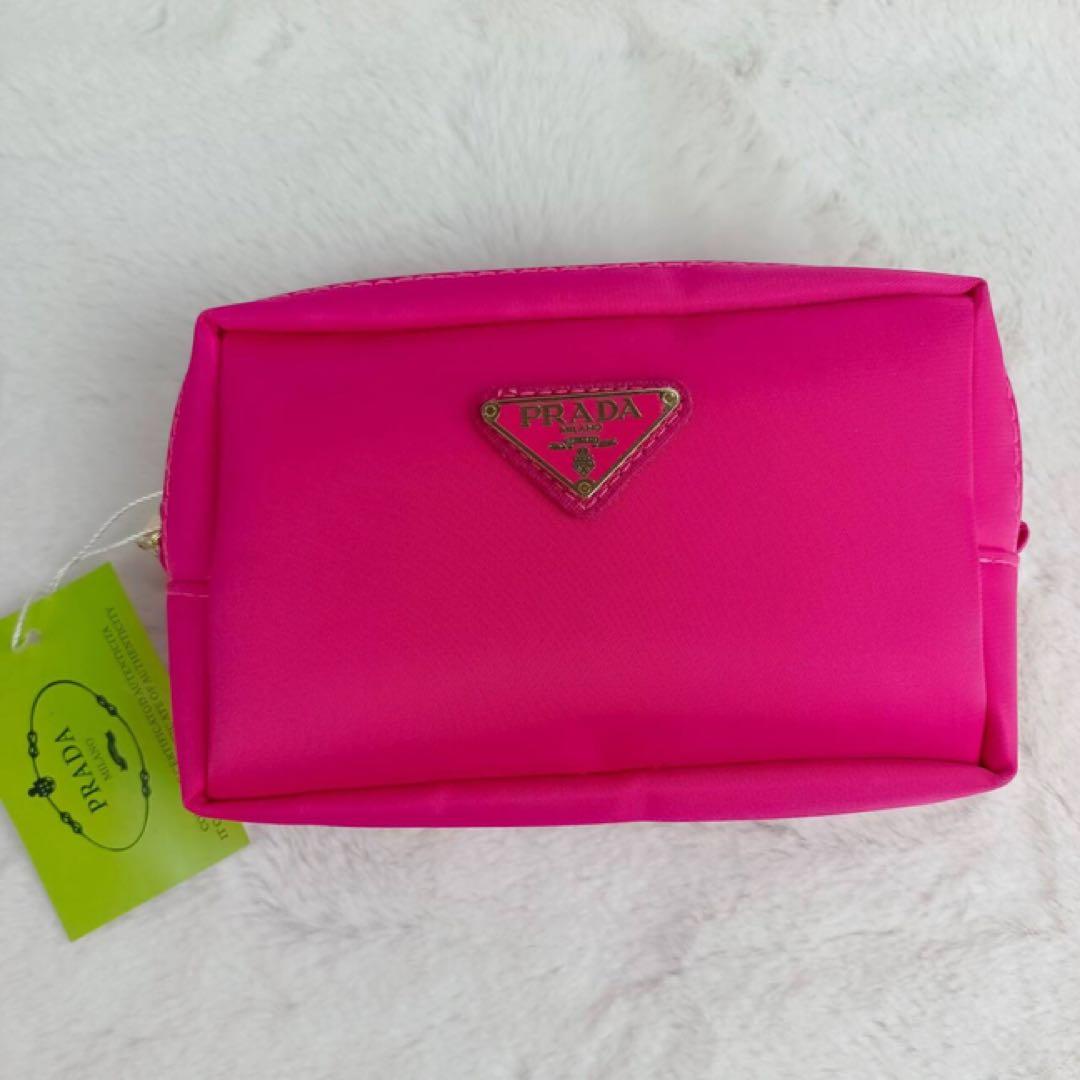 PRADA ノベルティ ナイロン ピンク ポーチ ボックス型 pk1