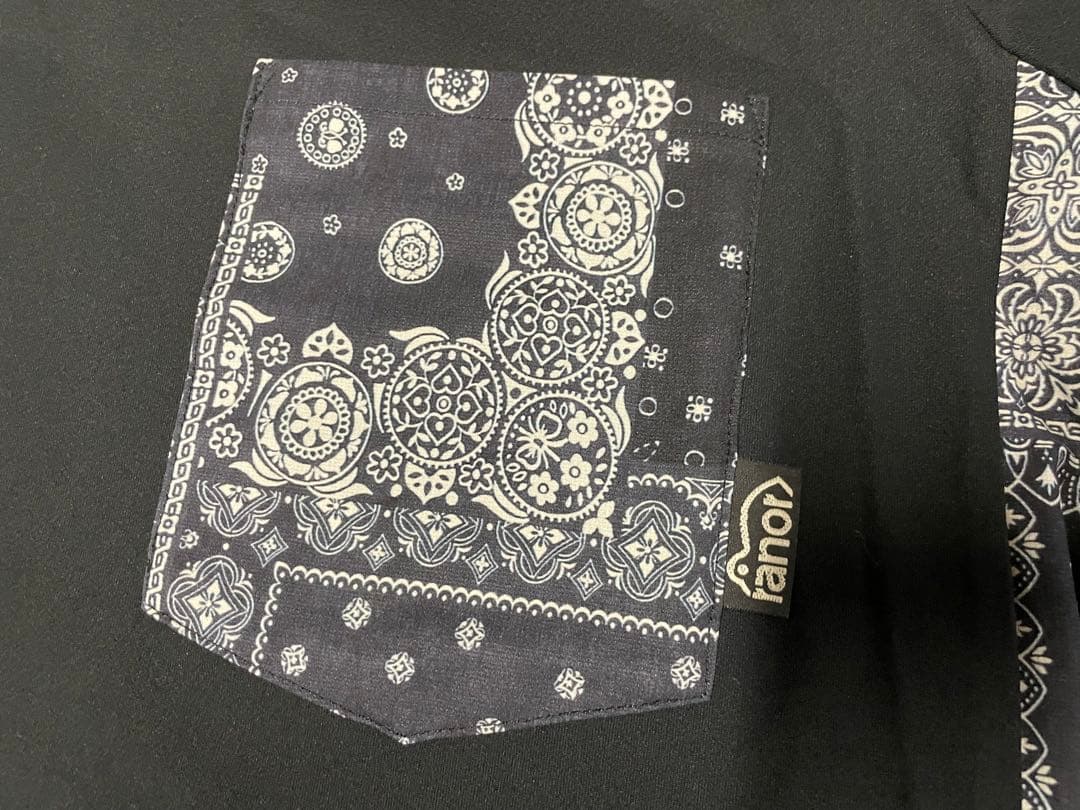 fanor ドライウェア Mサイズ 黒 バンダナ柄ポケット Tシャツ