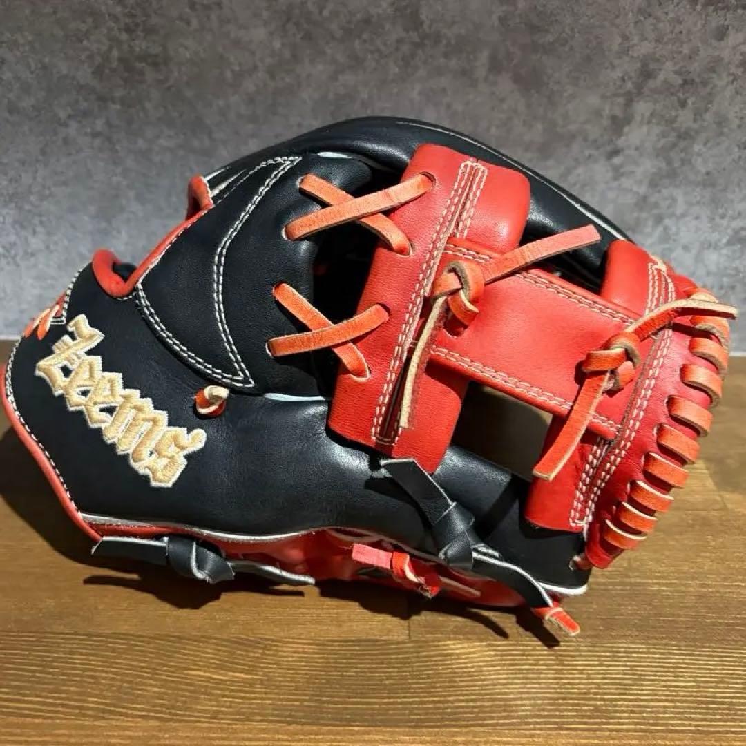 Zeemsジームス 軟式野球グローブ 内野手用 ブラックレッド
