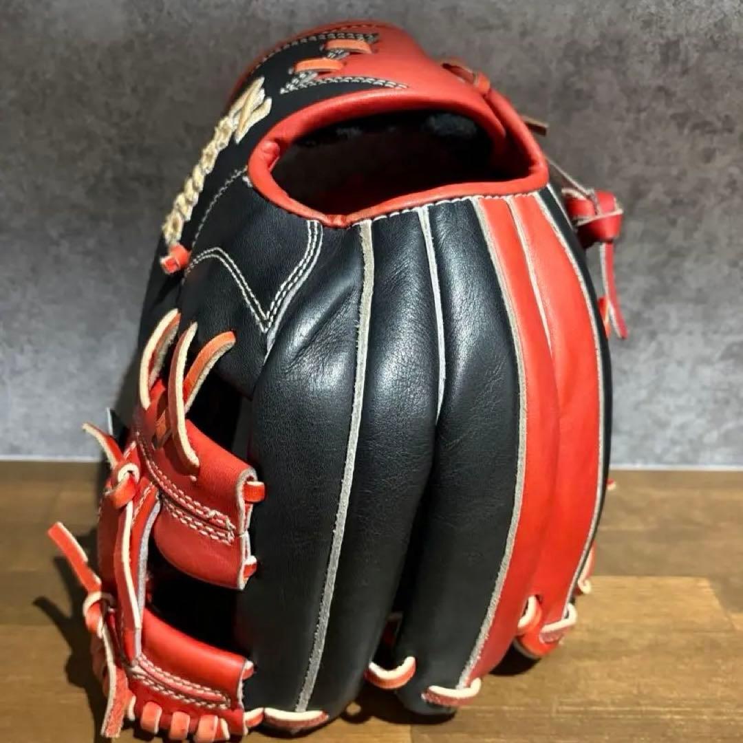 Zeemsジームス 軟式野球グローブ 内野手用 ブラックレッド