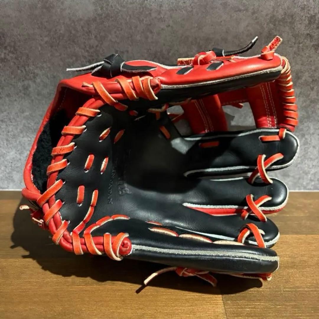 Zeemsジームス 軟式野球グローブ 内野手用 ブラックレッド