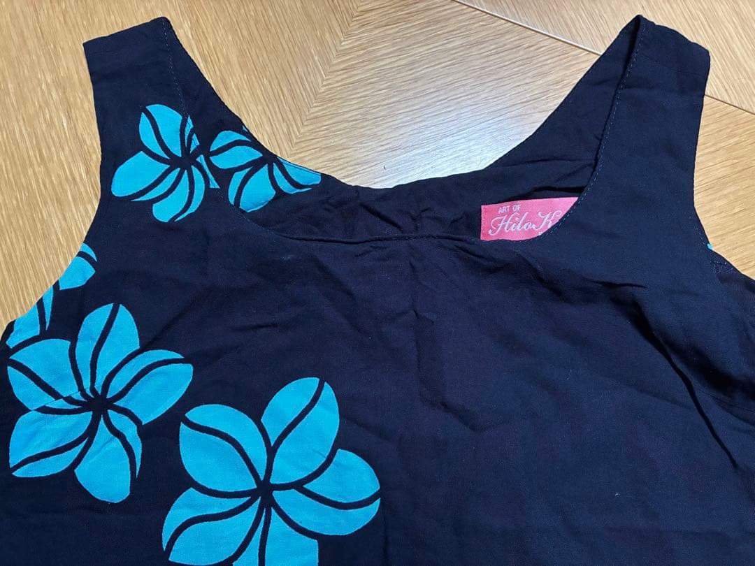 ハワイアン　ワンピース　Hilo Kume ヒロクメMサイズ ネイビー