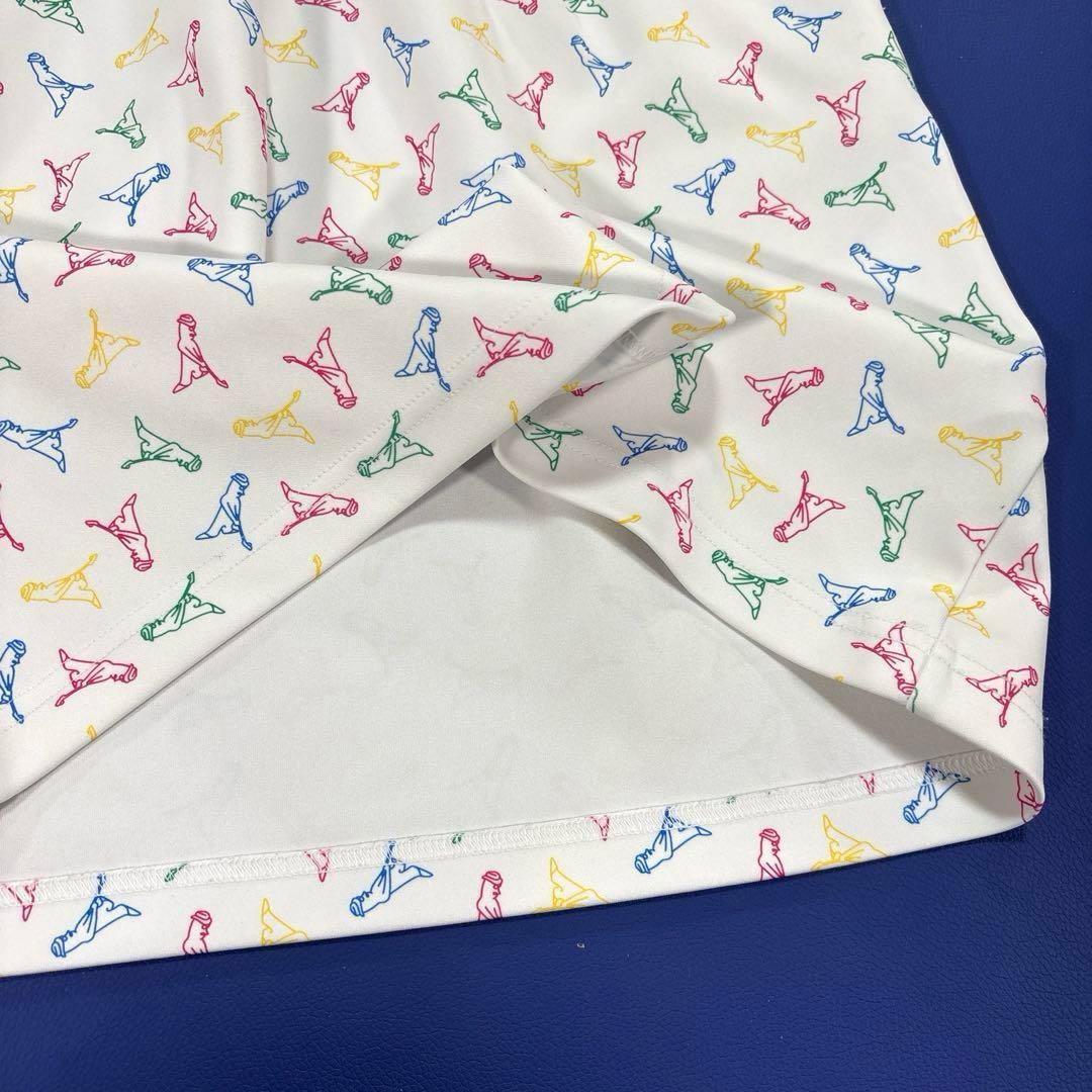 美品❗️PING ピン　M 半袖　モックネックワンピース　ドッキング　ホワイト