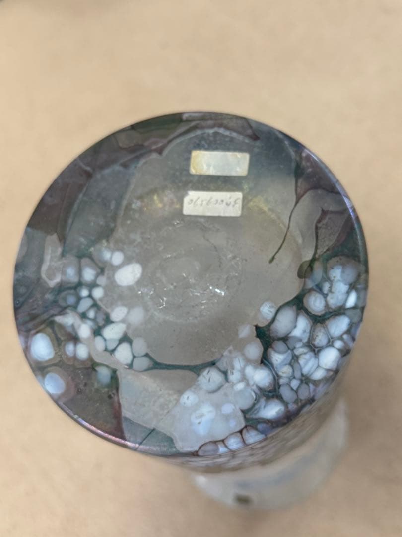 Isle of Wight Glass マーブル花瓶　高さ34センチ