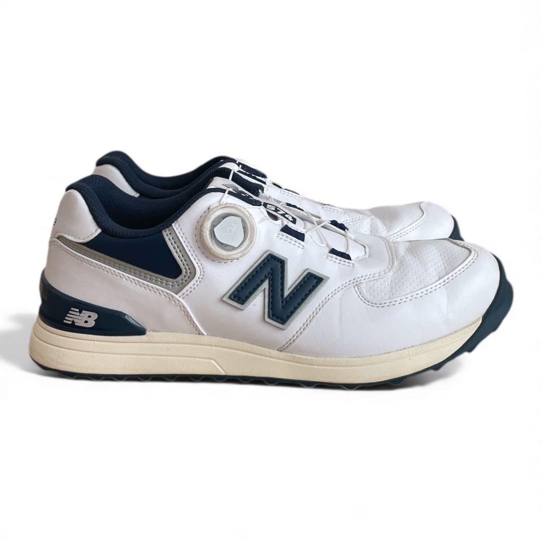 New Balance ゴルフシューズ　574 ホワイト　ネイビー　24.5㎝