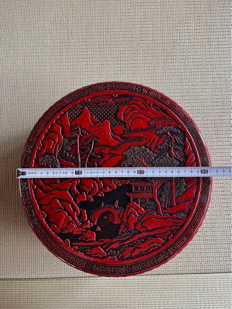仙台堆朱 朱塗り 漆塗り 漆器 丸型 茶櫃 茶道具 湯呑み茶碗ケース