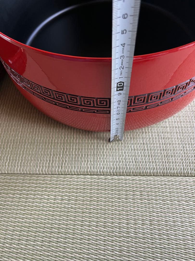 仙台堆朱 朱塗り 漆塗り 漆器 丸型 茶櫃 茶道具 湯呑み茶碗ケース