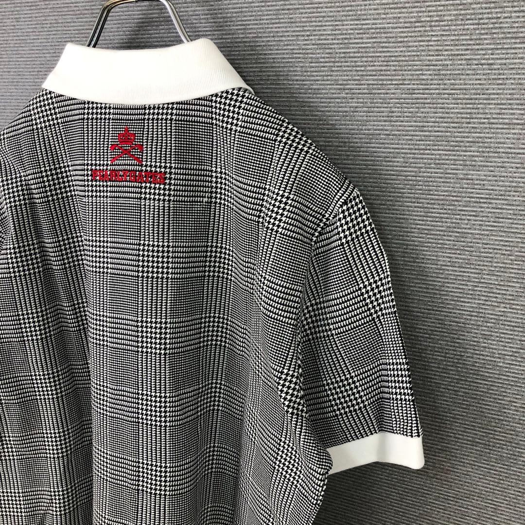 未使用品 PEARLY GATES チェック 半袖 ポロシャツ 5 グレー
