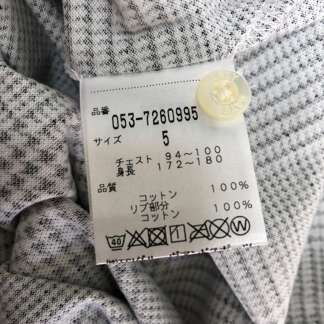 未使用品 PEARLY GATES チェック 半袖 ポロシャツ 5 グレー