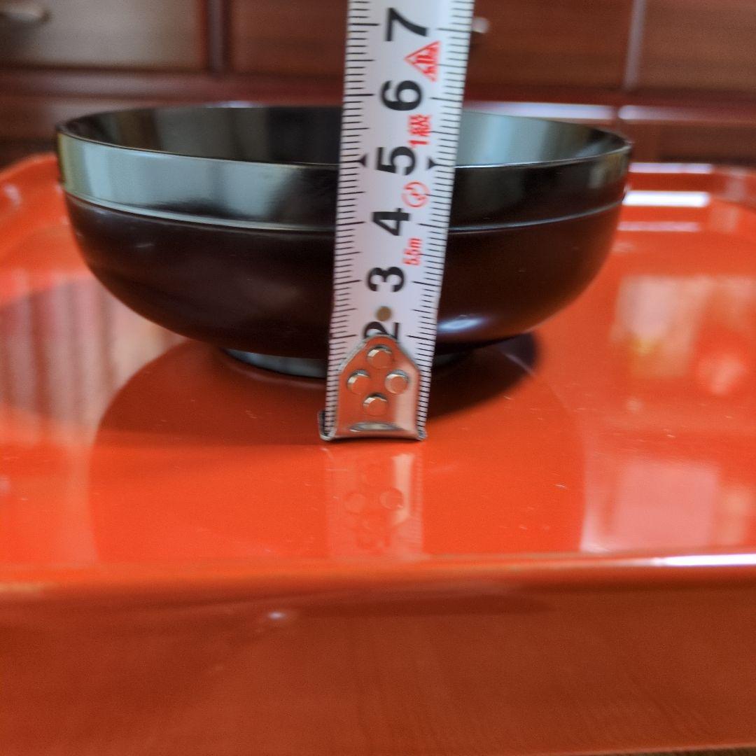 漆器製　黒　膳セット　お盆付き　計5セット