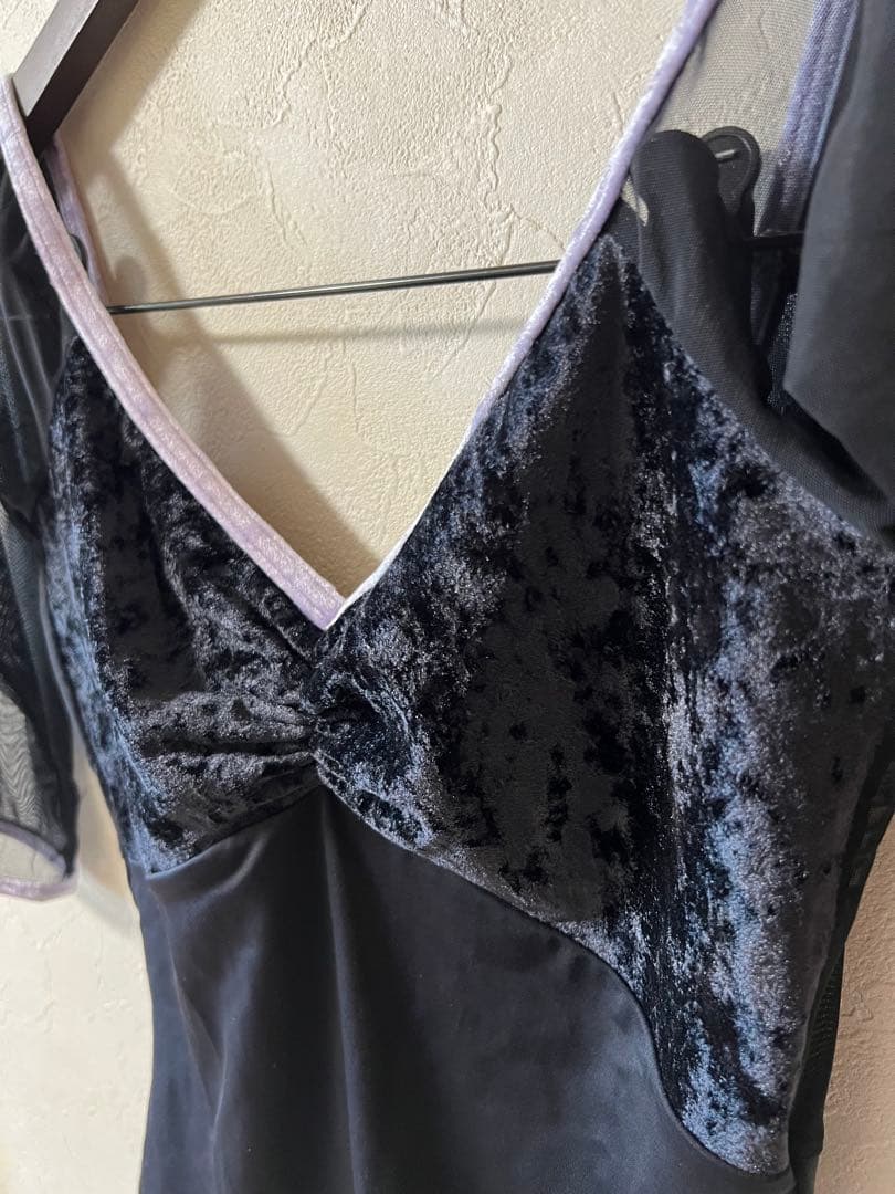 【新品】YUMIKO ユミコ　ベルベットレオタード　Elli メッシュ　Lサイズ