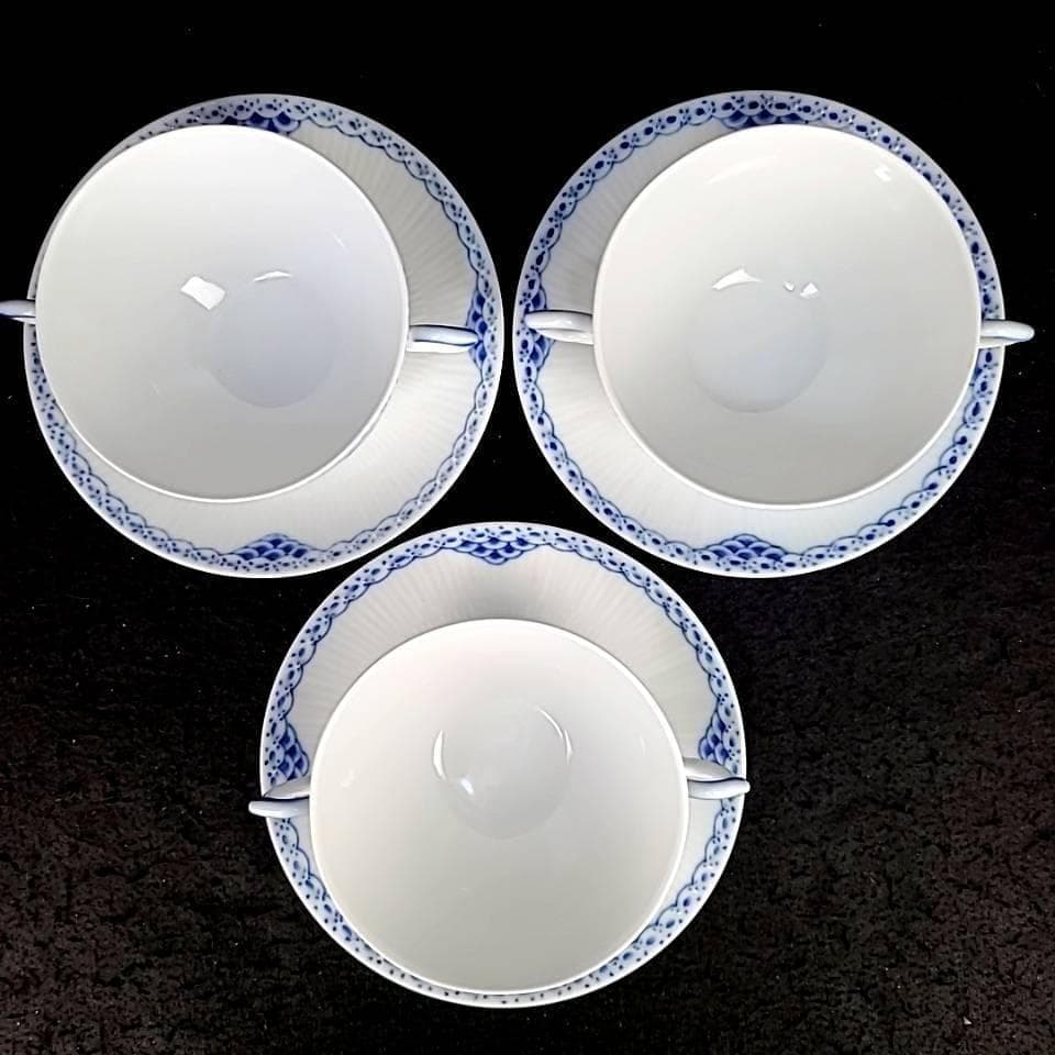 ♪美品♪ロイヤルコペンハーゲン　プリンセス　ブルー　スープカップ　3客 4