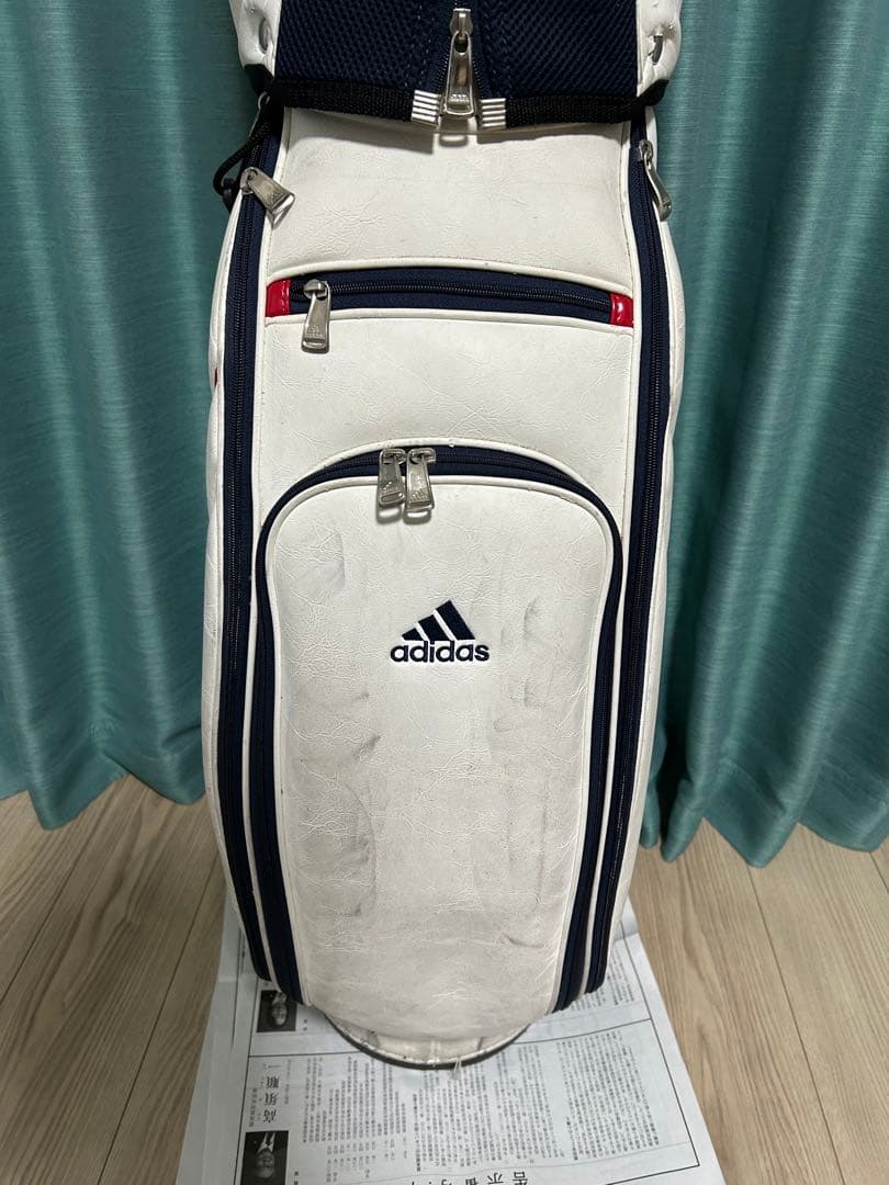 adidas キャディバッグ ホワイト/レッド AWT81