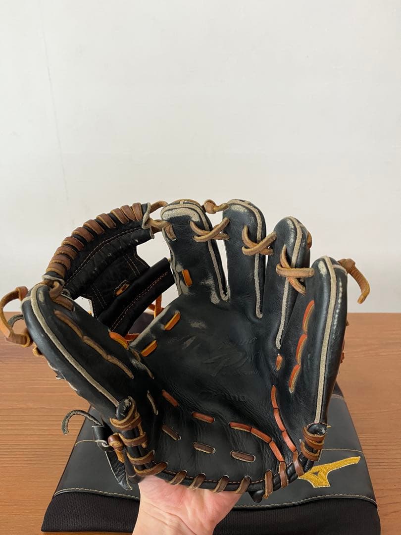 Mizuno Pro ブラックレザーグローブ 専用袋付き　軟式用　坂本モデル