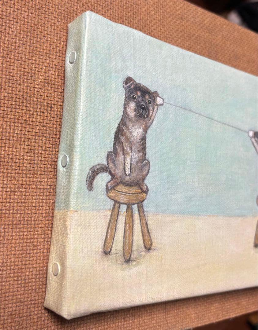専用ページ　自作絵画　糸電話の2匹