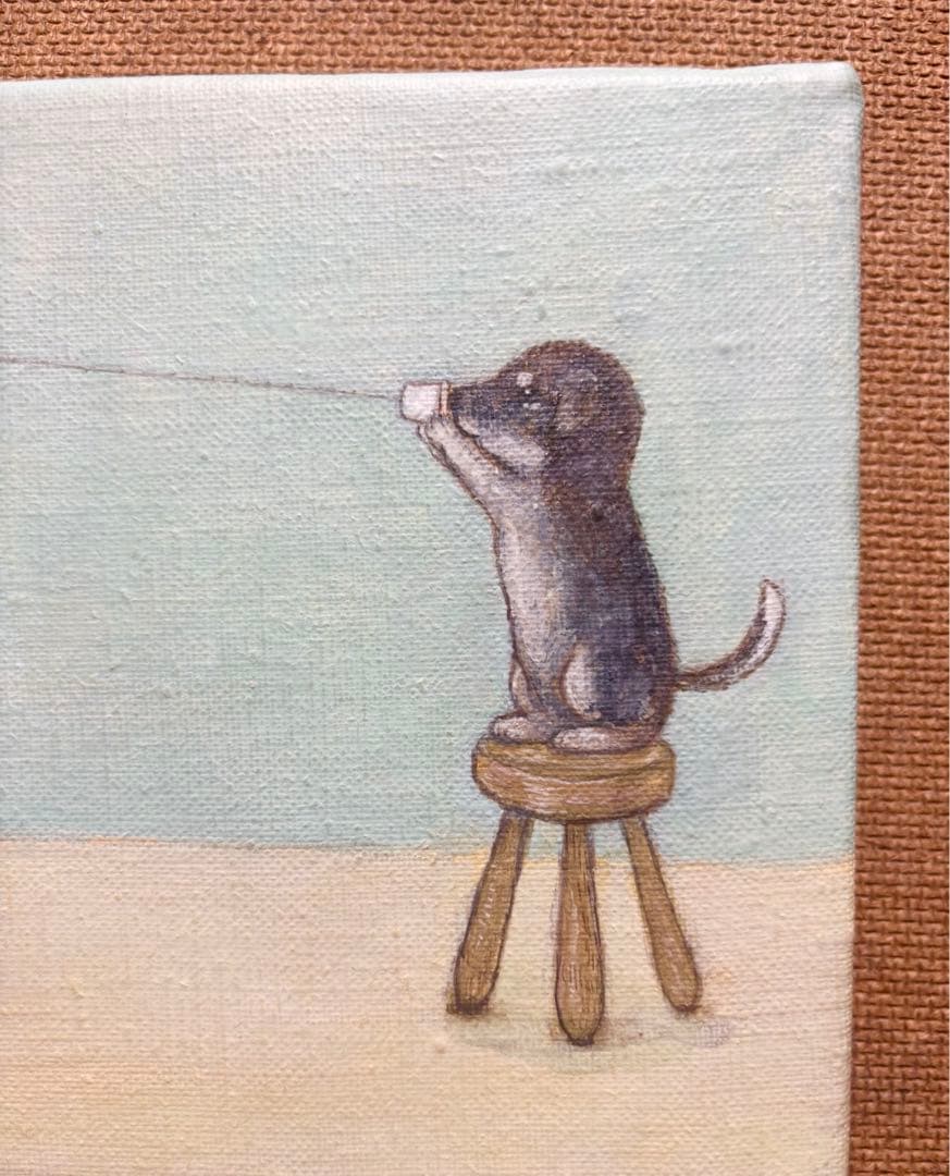 専用ページ　自作絵画　糸電話の2匹