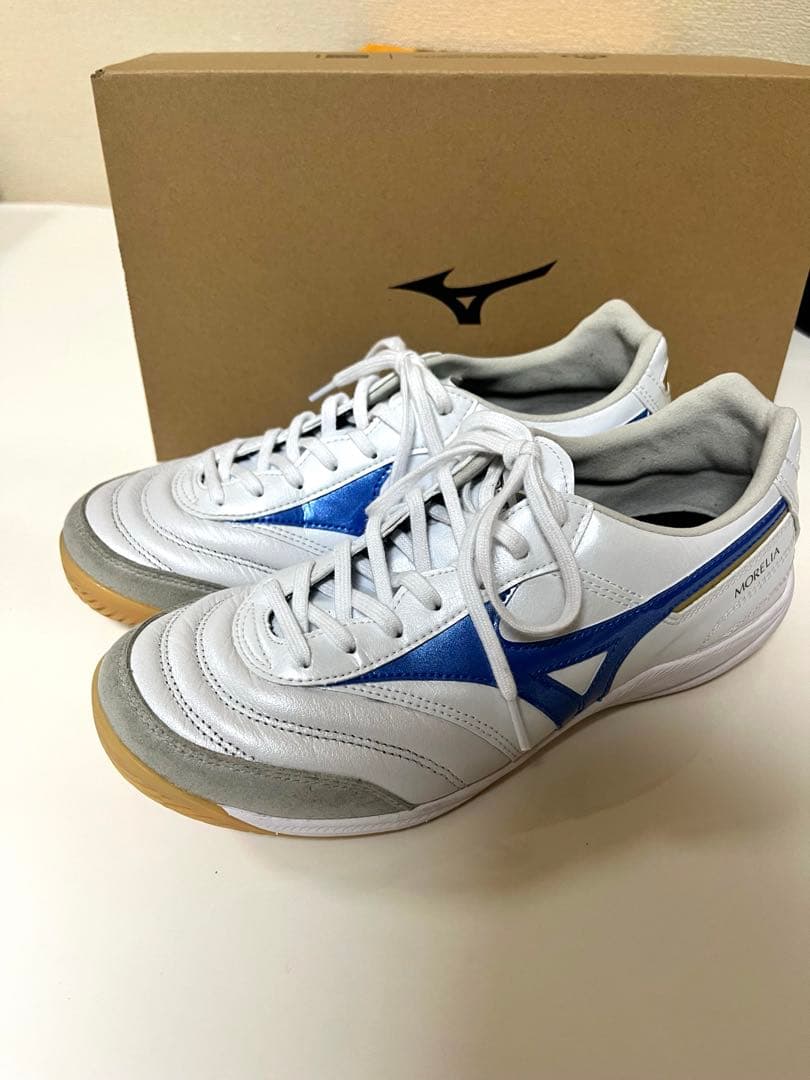 Mizuno モレリア フットサルシューズ ホワイト/ブルー24cm 【美品】