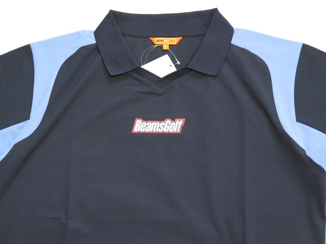 ⓁBEAMS GOLF ビームスゴルフ 襟付きVネックプルオーバーNAVY