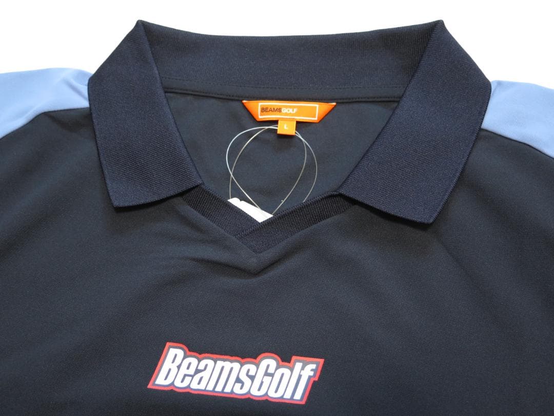 ⓁBEAMS GOLF ビームスゴルフ 襟付きVネックプルオーバーNAVY