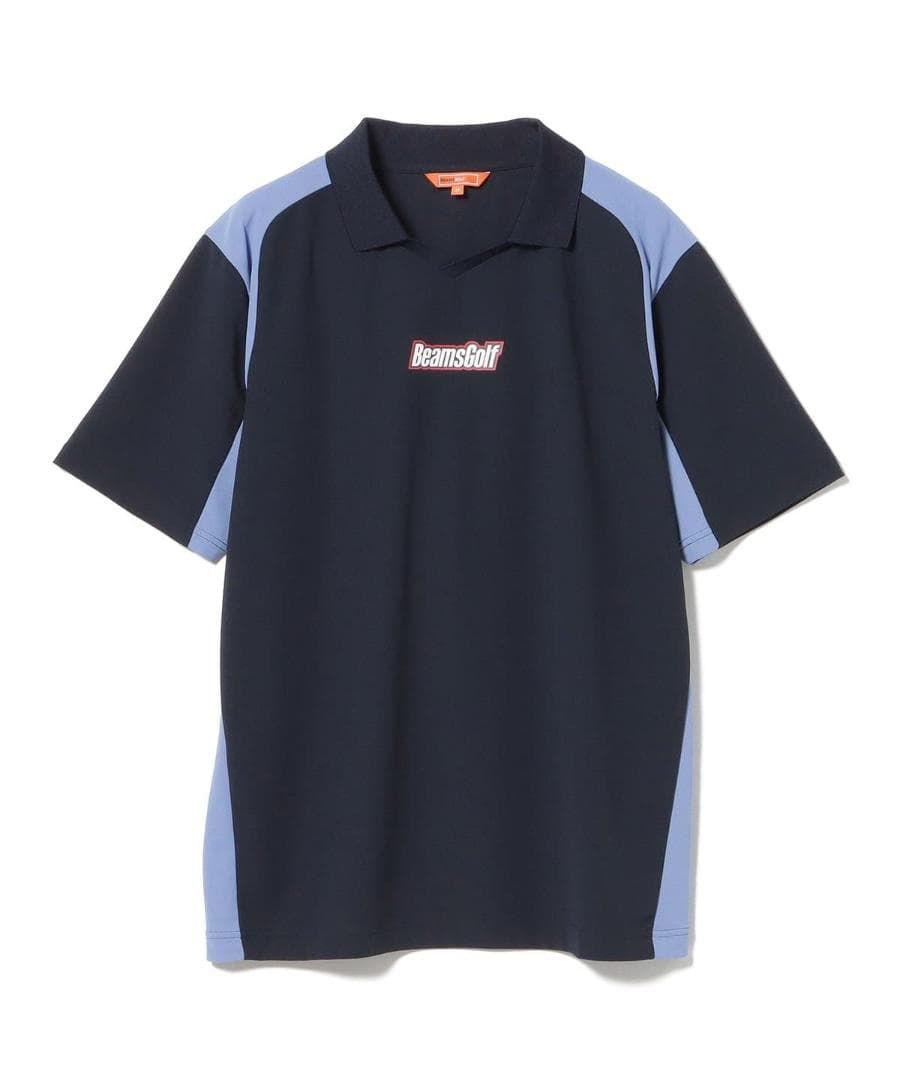 ⓁBEAMS GOLF ビームスゴルフ 襟付きVネックプルオーバーNAVY