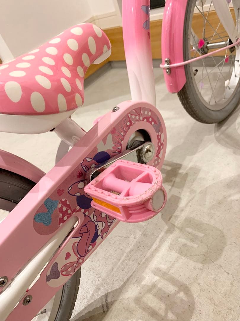 子供用自転車 16インチ ピンク　アイデス社　ミニーマウス・ポルカドット