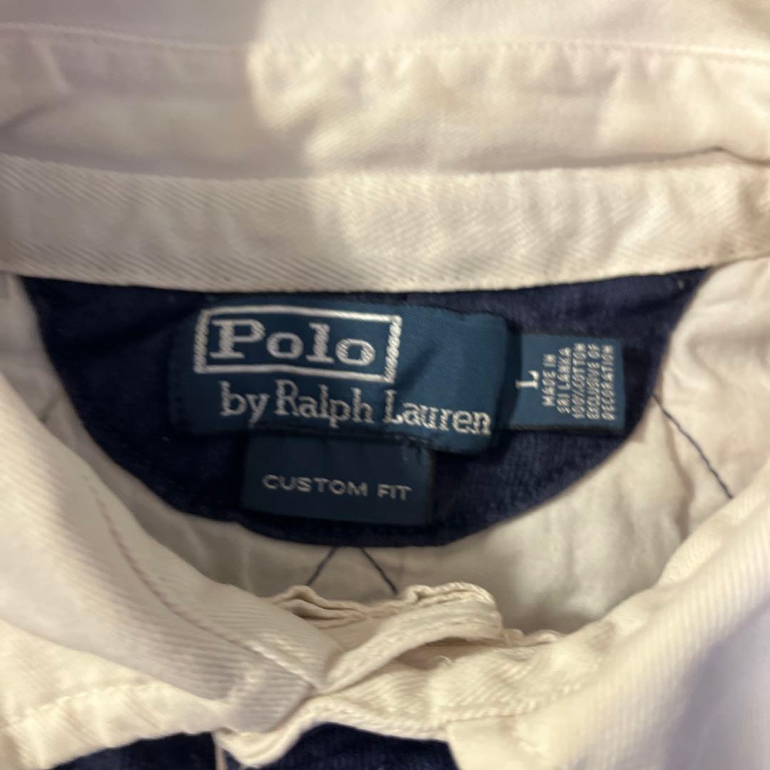 90S Ralph Lauren ラガーシャツ ネイビー/ホワイト/イエロー