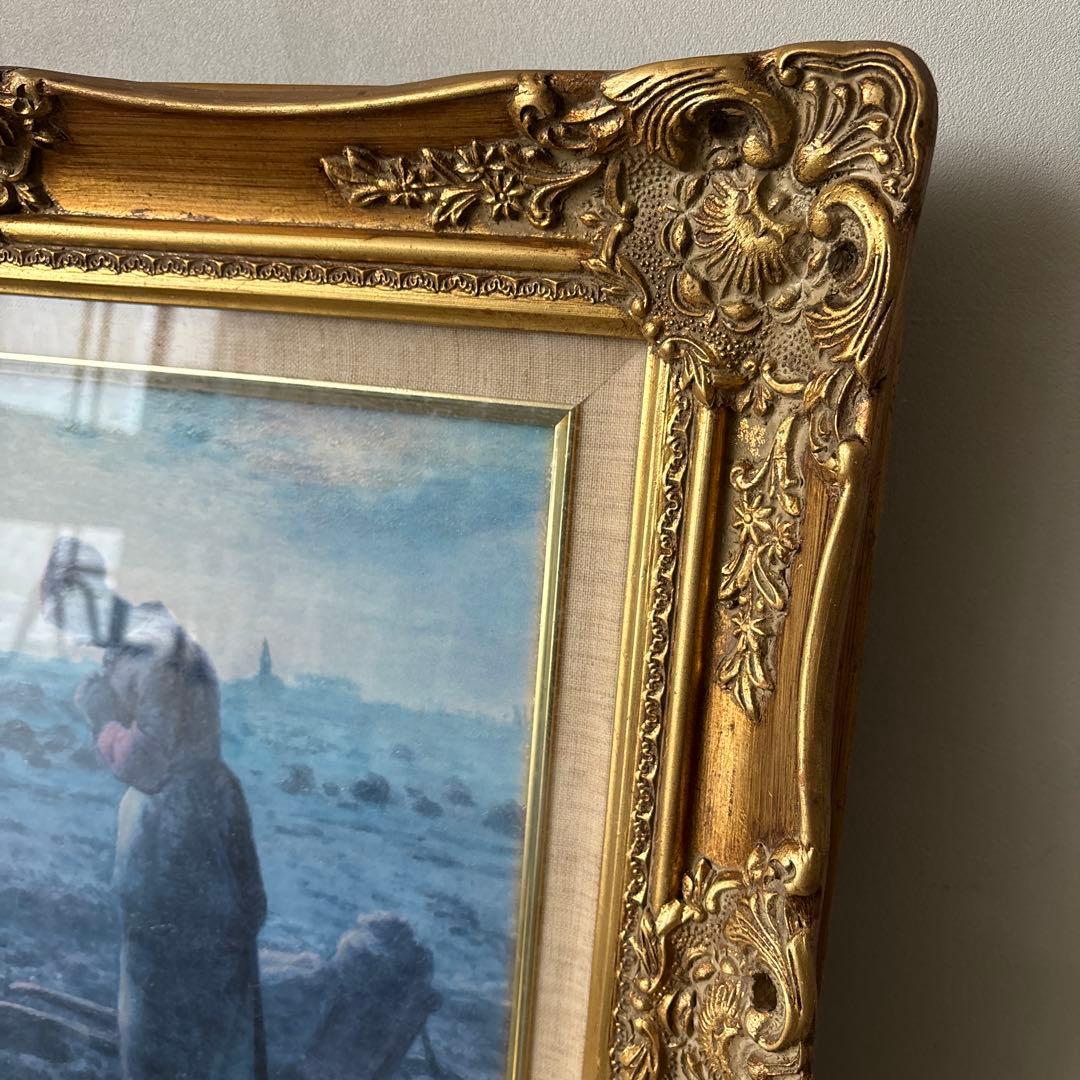 ミレー　種をまく人　世界の名画　アンティークフレーム　絵画　古い額縁　ガラス入り