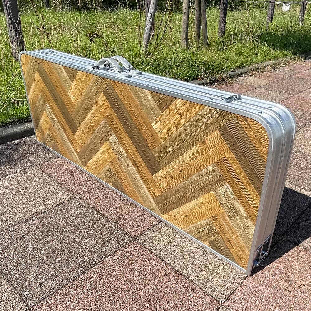 FIELDOOR レジャーテーブル【110㎝】ヘリンボーン/ヴィンテージ 訳アリ