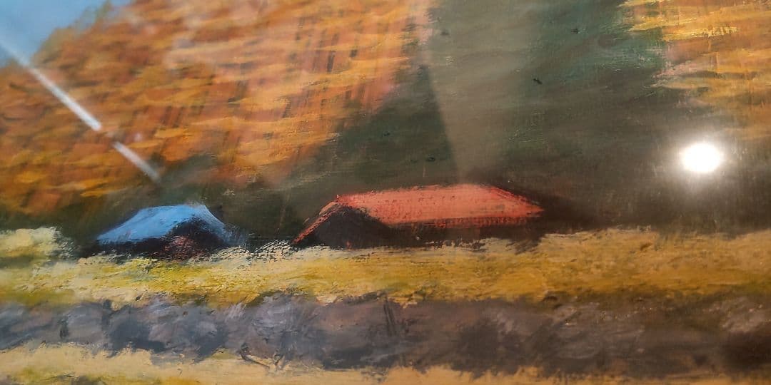 【箱付・真作】後藤三男 油絵 P8号「白馬秋晴れ」直筆サイン・共シール有
