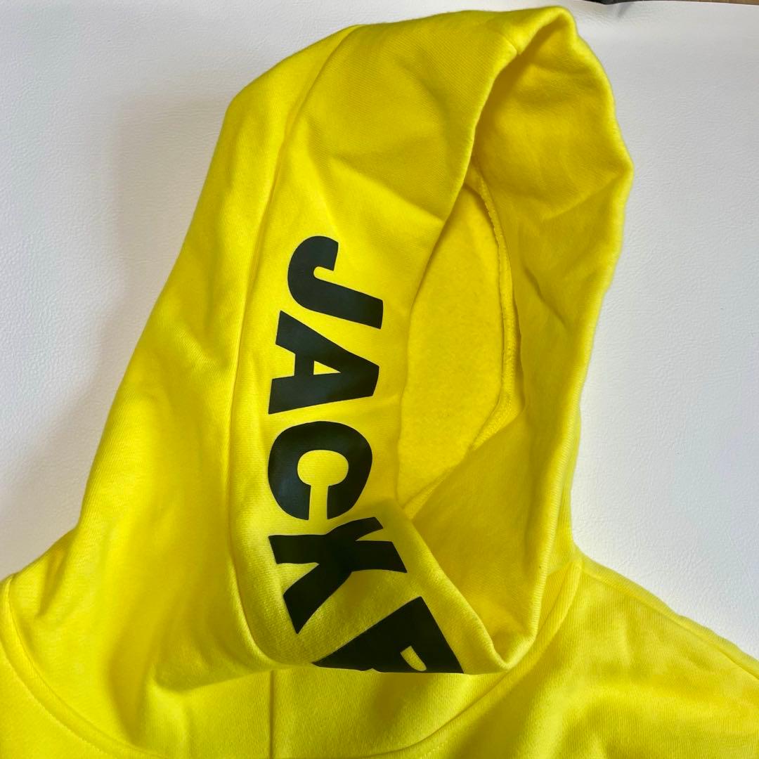 【ジャックバニー】ゴルフウェア パーカー プルオーバー デカロゴ 黄色 XL