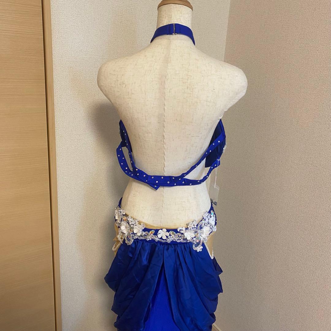 ベリーダンス　XXL 衣装　青　ホルターネック