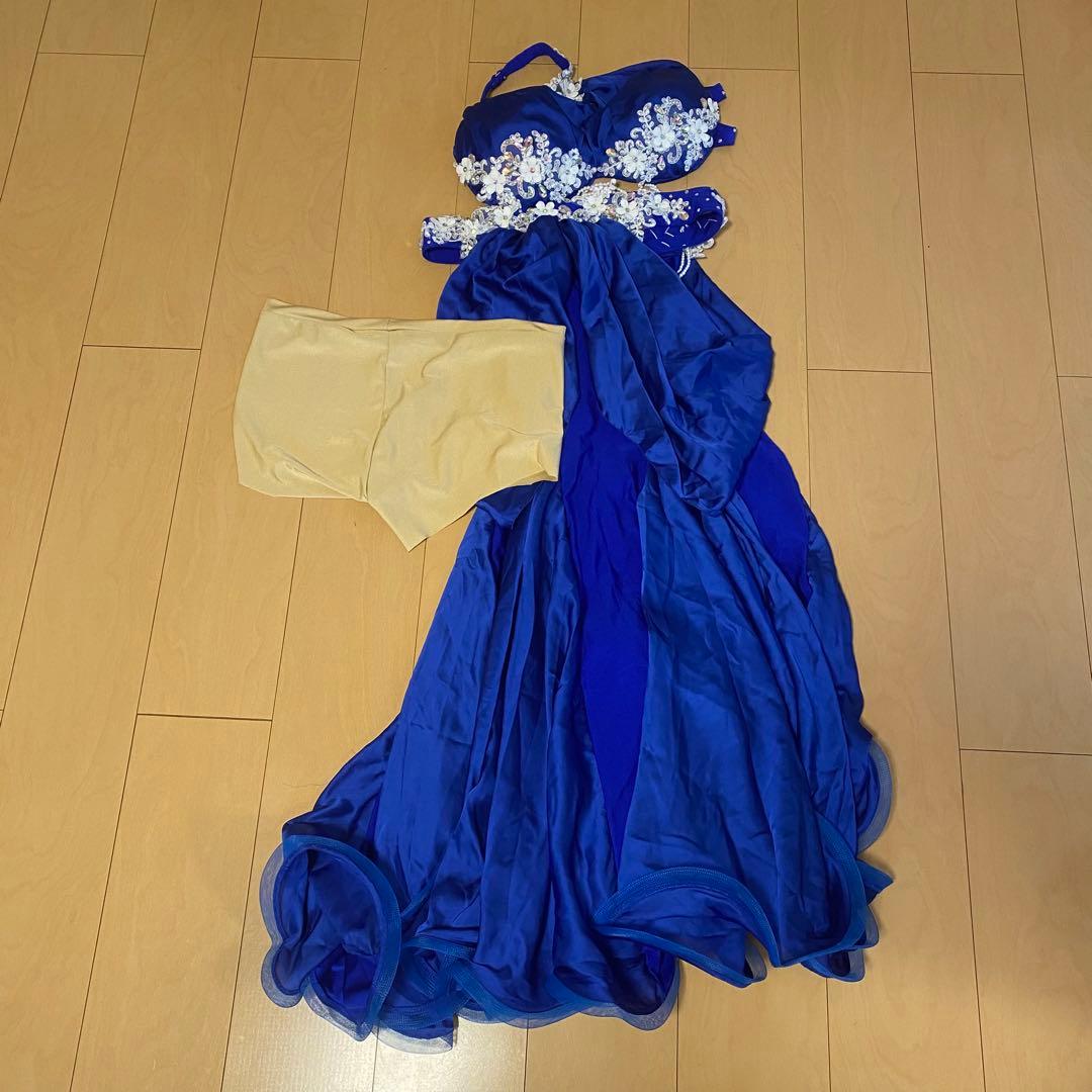 ベリーダンス　XXL 衣装　青　ホルターネック