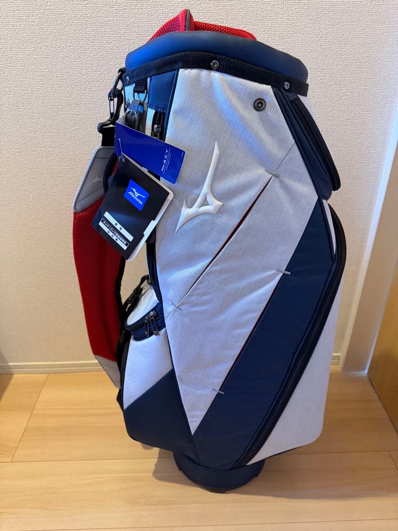 Mizuno キャディバッグ 9.0型　ホワイト杢×ネイビー