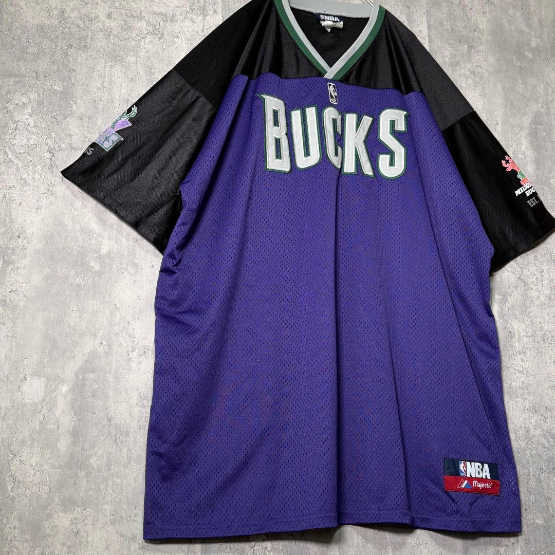 希少 NBA バックス ウォームアップ シューティングシャツ メッシュ