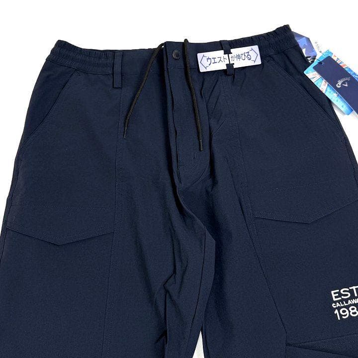 新品 キャロウェイ 8WAYストレッチ シワナイロン 撥水 パンツ 紺 L