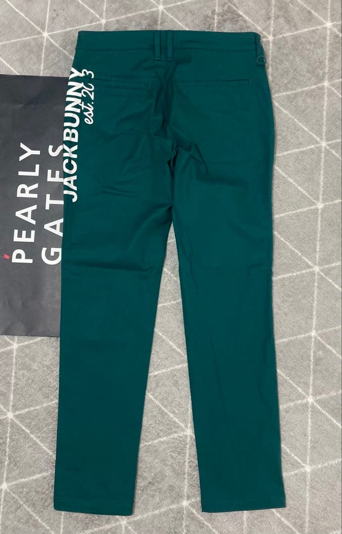 新品 パーリーゲイツ ジャックバニー ストレッチツイルロングパンツ(4)M/緑